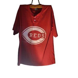 Vintage 1990 Swingster MLB Cincinnati Reds Henley Shirt Red Size L